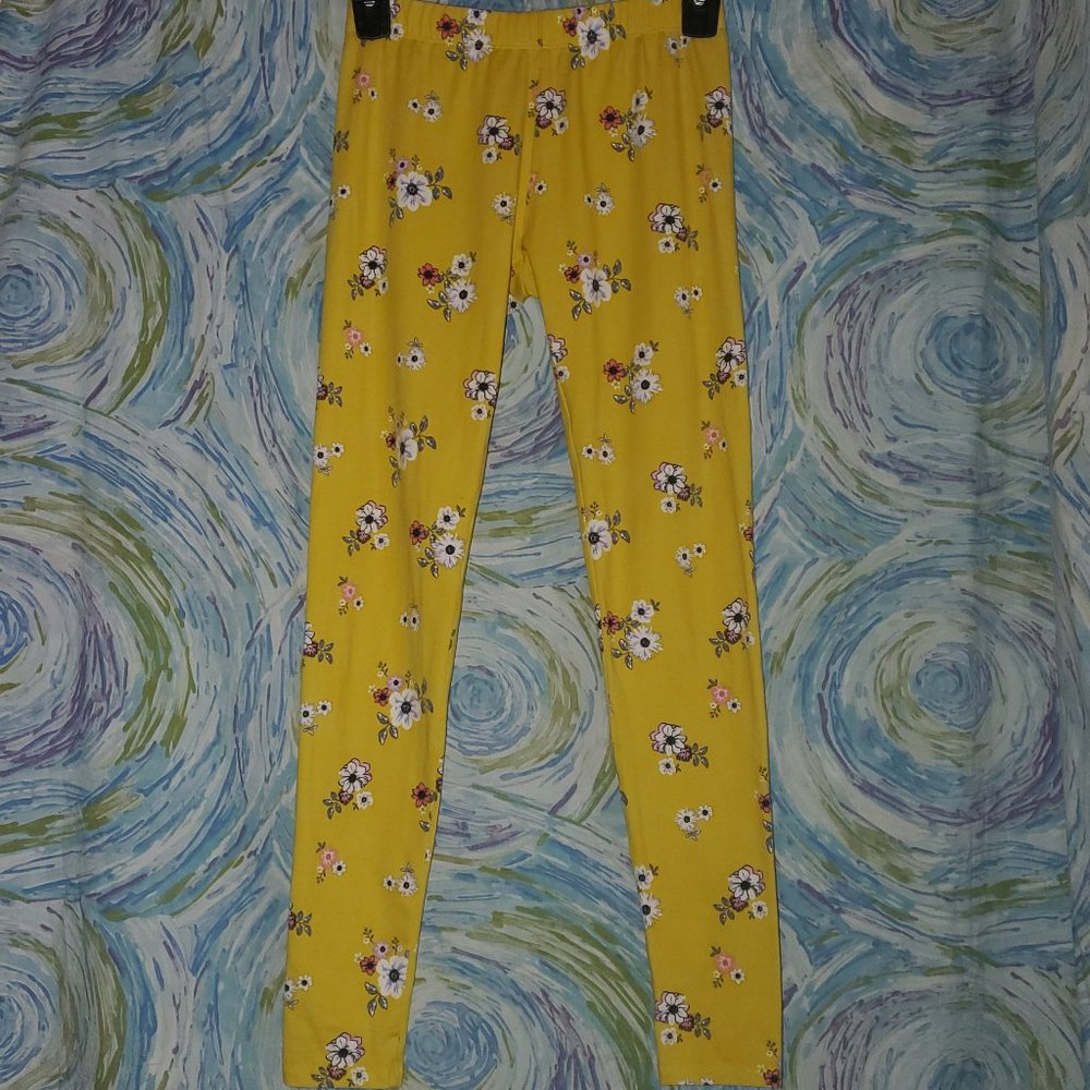 No Boundaries Yellow Floral Leggings